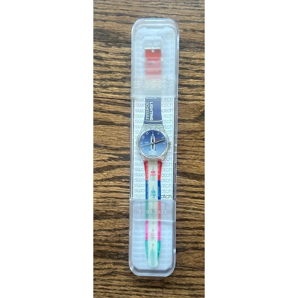 Swatch Gent GK309 Watch Empire State Building Lighting Schedule New York Vintage